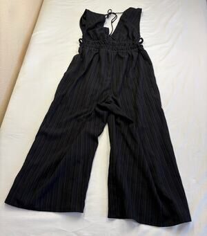 Blush Women's Black Wide Leg Sleeveless Jumpsuit Deep V Neck Size 1X